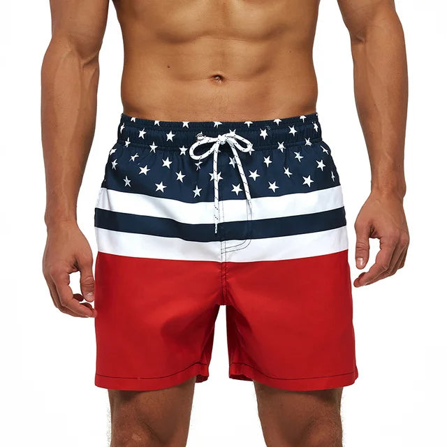 DATIFER Summer Men Beach Print Shorts Surfing Swimwear Fitness Workout Trunks Male Sportswear With Pockets Pants - Swift Odyssey