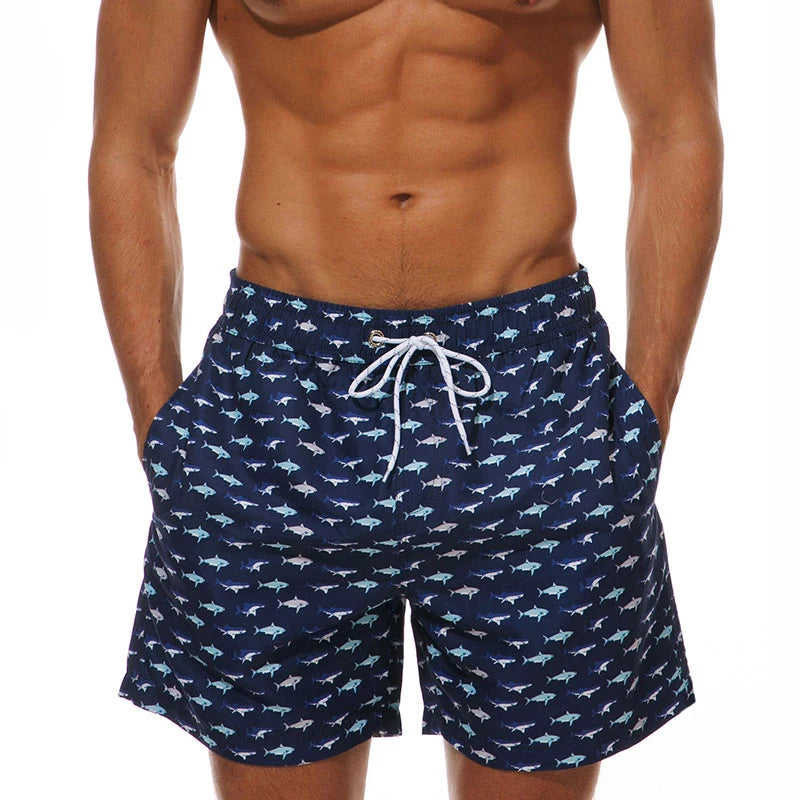 DATIFER Summer New Fashion Polyester Men Shorts Beach Quick Dry Printing Swimsuit Plus Size Mesh Liner Surfing Gym Shorts Men - Swift Odyssey