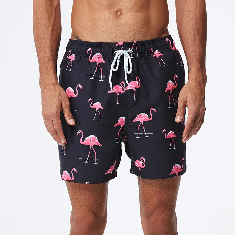 DATIFER Summer New Fashion Polyester Men Shorts Beach Quick Dry Printing Swimsuit Plus Size Mesh Liner Surfing Gym Shorts Men - Swift Odyssey
