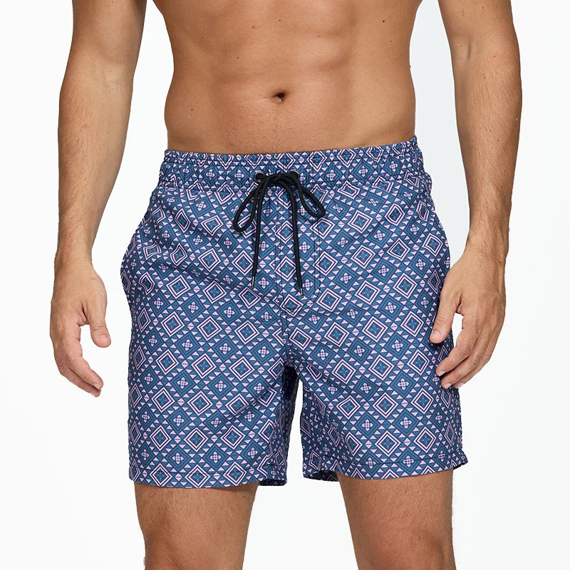 DATIFER Summer Men Beach Print Shorts Surfing Swimwear Fitness Workout Trunks Male Sportswear With Pockets Pants - Swift Odyssey