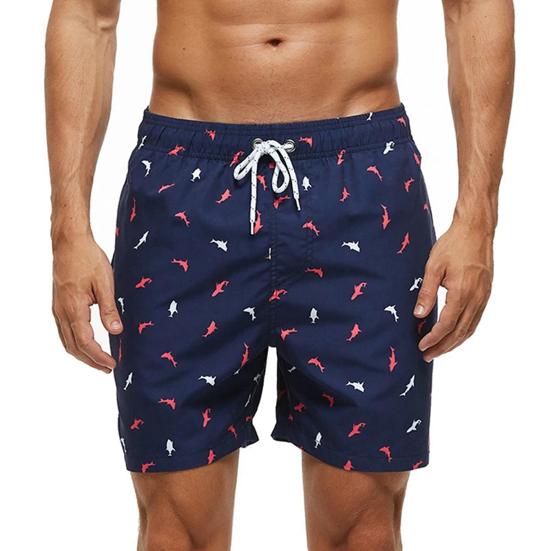 DATIFER Summer New Fashion Polyester Men Shorts Beach Quick Dry Printing Swimsuit Plus Size Mesh Liner Surfing Gym Shorts Men - Swift Odyssey