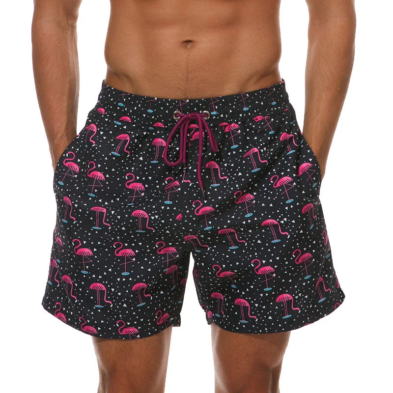 DATIFER Summer New Fashion Polyester Men Shorts Beach Quick Dry Printing Swimsuit Plus Size Mesh Liner Surfing Gym Shorts Men - Swift Odyssey