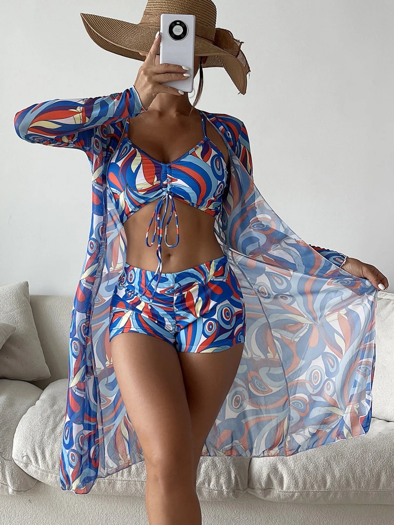 3 Pieces Sexy Print Bikini 2025 Women High Waist Swimsuit Cover Up Swimwear Female Lady Bathing Suit Swimming Summer Beachwear - Swift Odyssey