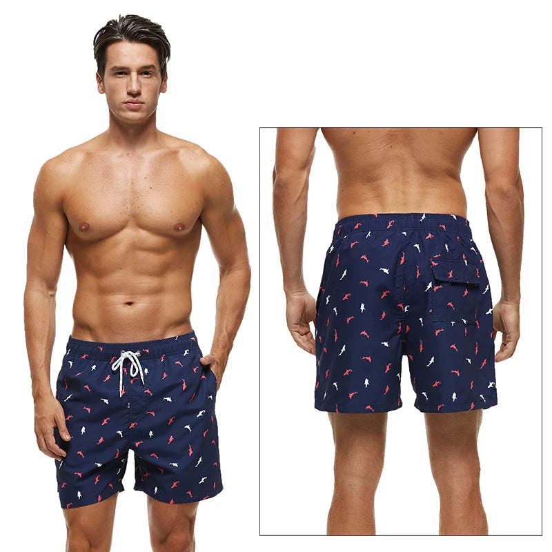 DATIFER Summer New Fashion Polyester Men Shorts Beach Quick Dry Printing Swimsuit Plus Size Mesh Liner Surfing Gym Shorts Men - Swift Odyssey